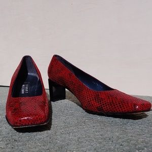 Stuart Weitzman Pump Red Snake Embossed Leather Heels
